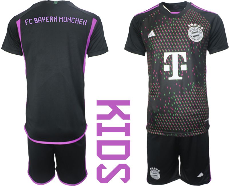 Youth 2023-2024 Club Bayern Munich away black blank Soccer Jersey->real madrid jersey->Soccer Club Jersey